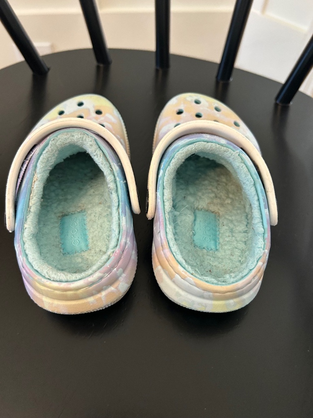Toddler Crocs TieDye Glitter Straps C8 GUC - Picture 7 of 8